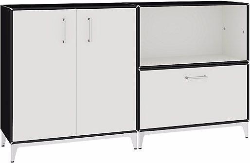 Immagine prodotto Mauser Mobile basso, ante a battente, 1 cassetto, 1 scomparto, nero notte / bianco