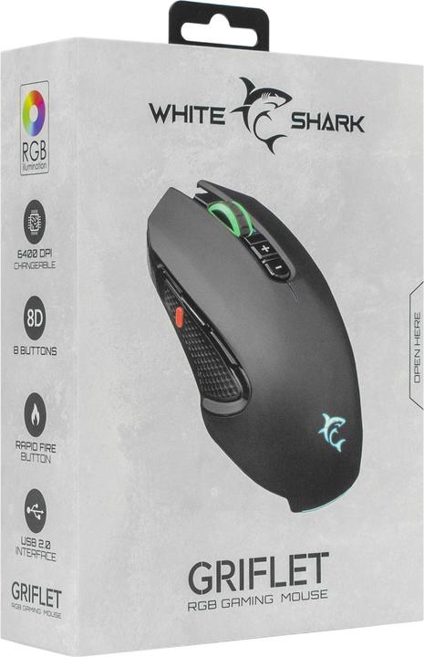 Immagine prodotto White Shark Mouse da gioco con pulsante di attacco dedicato, retroilluminazione RGB (Cablato)
