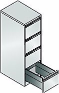 Actual product image C+P ACURADO suspension filing cabinet, zinc plated, 1 track, 4 drawers, light grey.