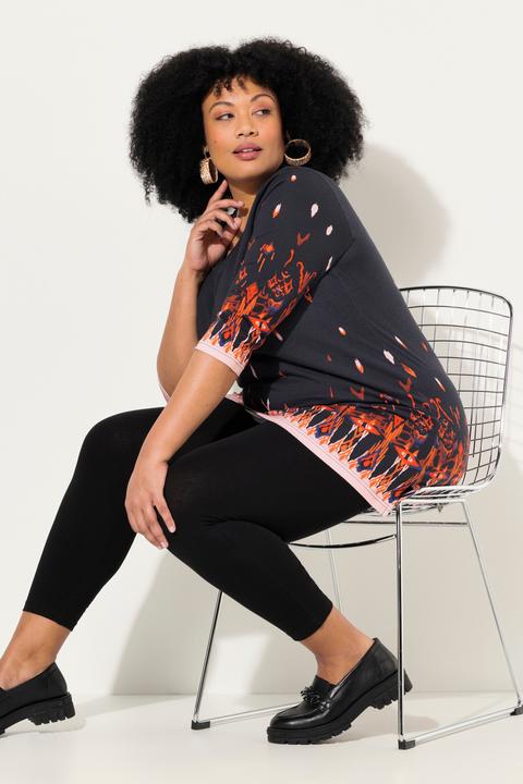 Image du produit Ulla Popken T-shirt long à imprimé, col V et manches 3/4 (58)