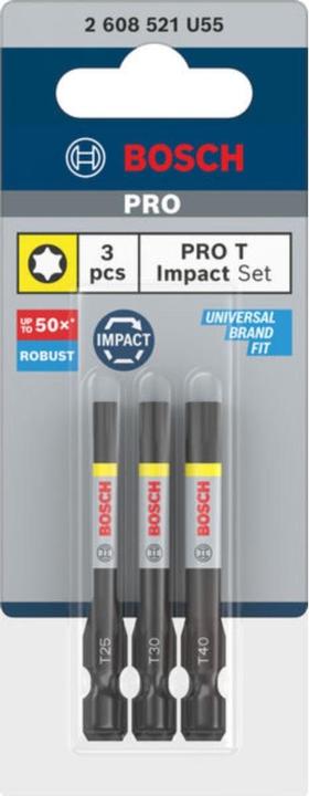 Actual product image Bosch Professional Zubehör PRO Torx Impact Bit, T25, T30, T40, 55 mm, 3 pcs.