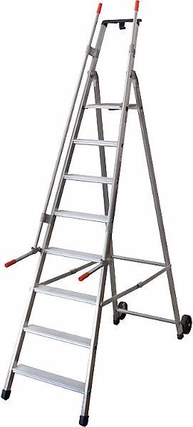 Image du produit Facal Escabeau mobile pour rayonnages, avec 2 mains courantes et roulettes, 8 marches (Échelle pour rayonnage)