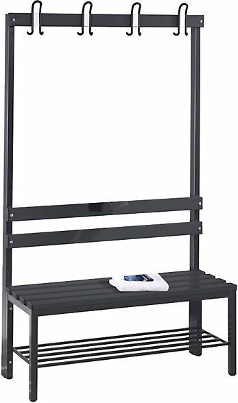 Actual product image C+P BASIC cloakroom bench, single sided, hook rail, shoe rack, plastic, length 1000 (100 cm, 165 cm)