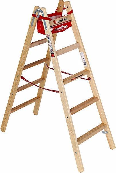 Produktbild Euroline Holz-Stehleiter mit Komfort-Breitsprossen (Stehleiter, 147 cm)