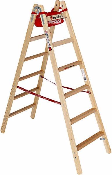 Produktbild Euroline Holz-Stehleiter mit Komfort-Breitsprossen (Stehleiter, 173 cm)