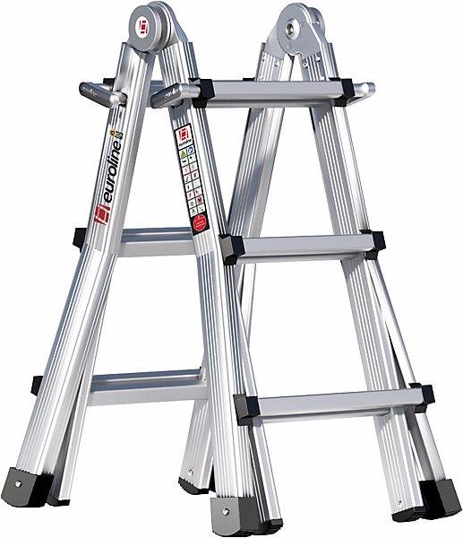 Immagine prodotto Euroline Scala telescopica in alluminio, con montanti telescopici, 4 x 3 pioli. (Scaletta multiuso, 300 cm)