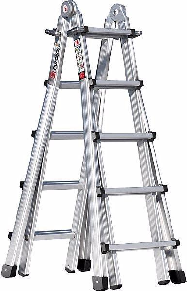 Immagine prodotto Euroline Scala telescopica in alluminio, con montanti telescopici, 4 x 5 pioli. (Scaletta multiuso, 520 cm)