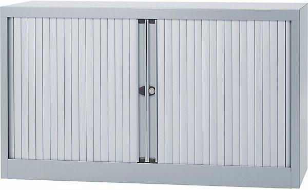 Bisley EURO roller shutter cupboard, width 1200 mm, 1 shelf, silver.