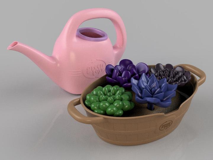 Actual product image Green Toys Rainbow Bloom - Color-Changing Watering Can Activity Set (Pink)