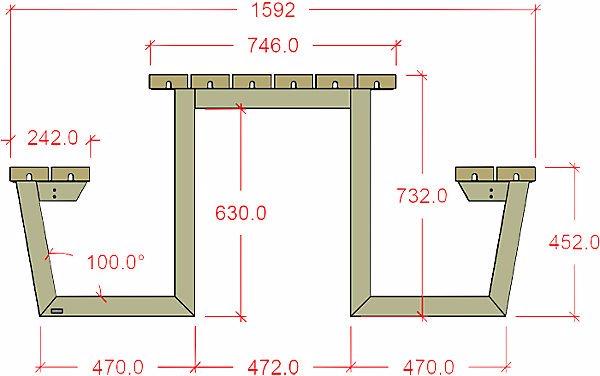 Image du produit Plus Garten Ensemble banc et table pour 6 personnes, bois de conifères certifié, teck. (76 cm)