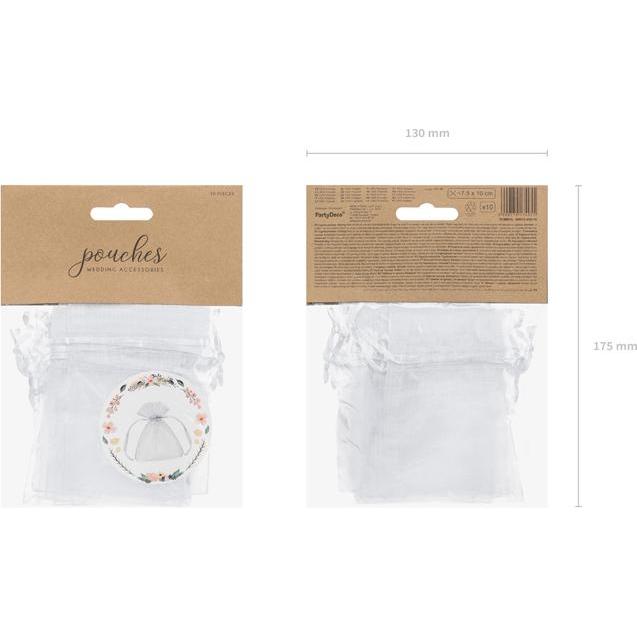 Thumbnail - Partydeco Pochettes en organza - Blanc (10pcs)