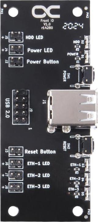 Produktbild Alphacool Front I/O-Panel mit USB 2.0 und Kabelsatz für Servergehäuse