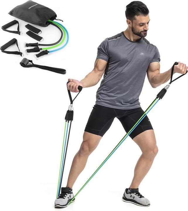 Productafbeelding InnovaGoods Set verstelbare rekbanden met accessoires en oefengids Tribainer 3 stuks