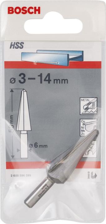 Produktbild Bosch Professional Zubehör Blechschälbohrer HSS, zylindrisch, 3 - 14 mm, 58 mm, 6 mm (6 mm)