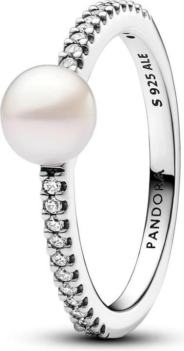 Image du produit Pandora Perle de culture d'eau douce traitée & bague pavée (56, Argent 925)