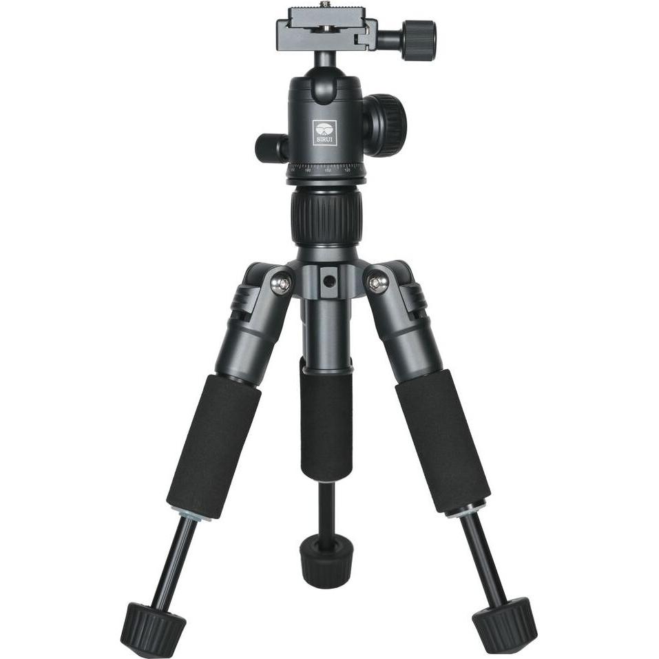 Sirui TT-50 Aluminium Mini-Tisch-Stativ mit Arca Kugelkopf und Smartphonehalterung grau (Metall), Stativ, Grau