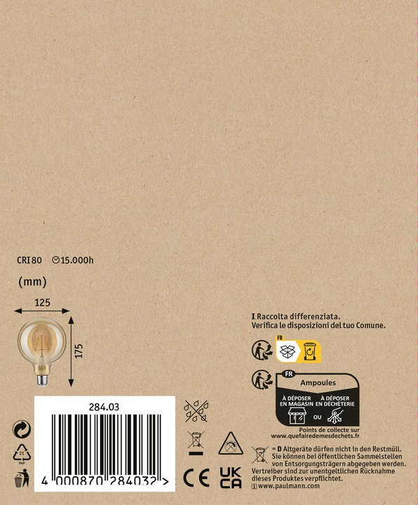 Produktbild Paulmann Globe Vintage (E27, 6.50 W, 420 lm, 1 x)