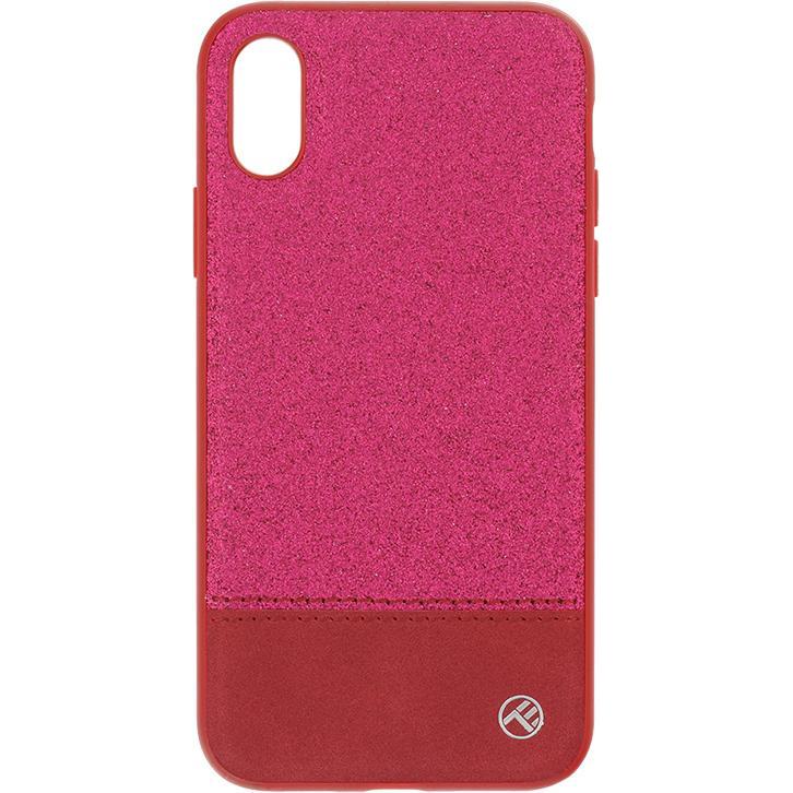 Tellur Cover Synthetic Leather Glitter II for iPhone X/XS pink (Apple iPhone X), Smartphone Hülle, Pink