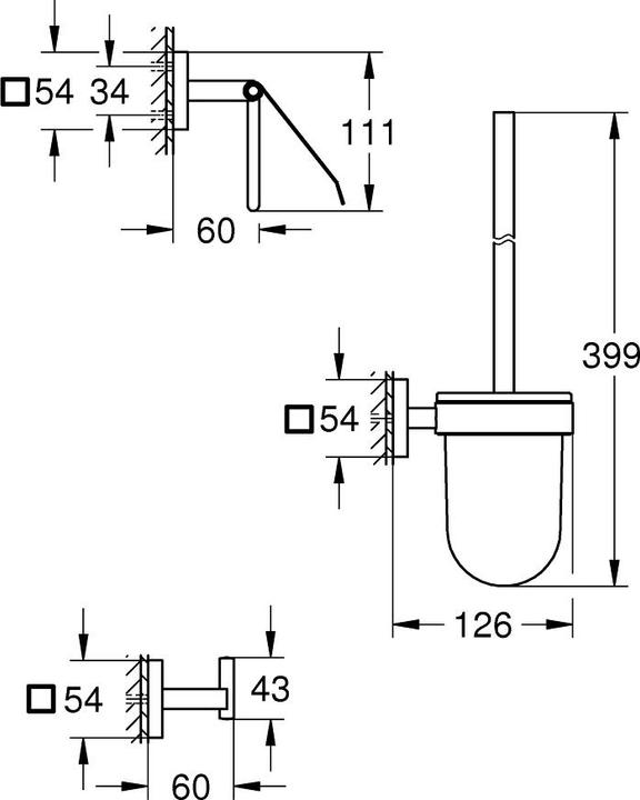 Actual product image Grohe Start Cube QuickFix WC set 3 in 1, adhesive, chrome