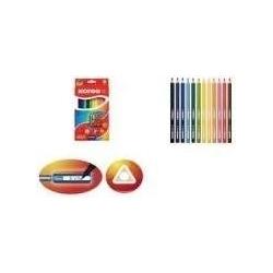 Thumbnail - Kores, Malstifte, Buntstifte ""JUMBO"", 12er Karton-Etui + GRATIS Spitzer, inkl. Namensfeld, aus Lindenholz mit (Mehrfar...