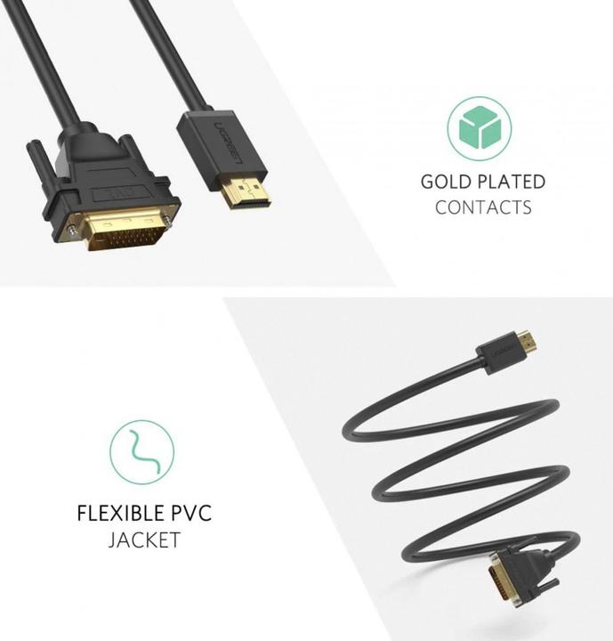 Image du produit Ugreen HDMI vers DVI / DVI vers HDMI 1080P (1 m, HDMI)