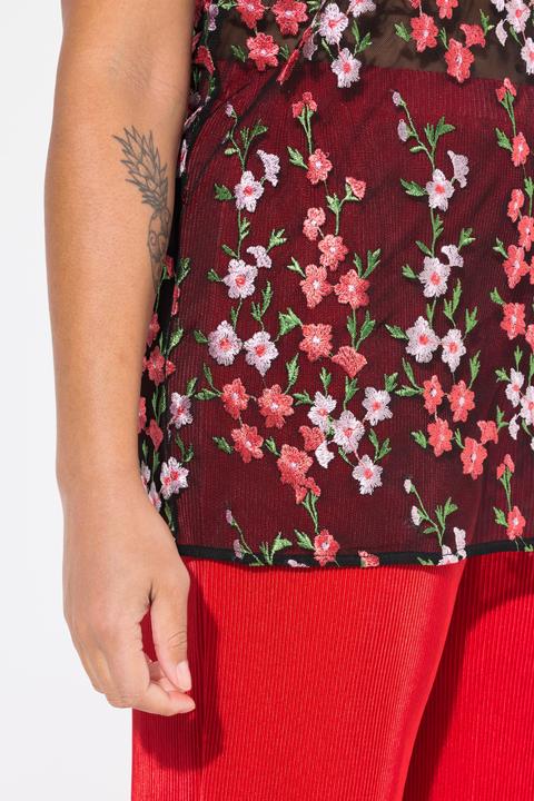 Produktbild Miamoda Blusenshirt, Classic Fit, Mesh, Blütenstickerei (46)