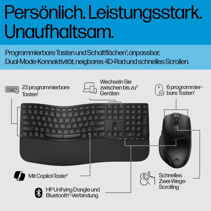 Actual product image HP 680 Comfort Dual-Mode Keyboard and Mouse Combo-GR (P) (DE, Wireless)