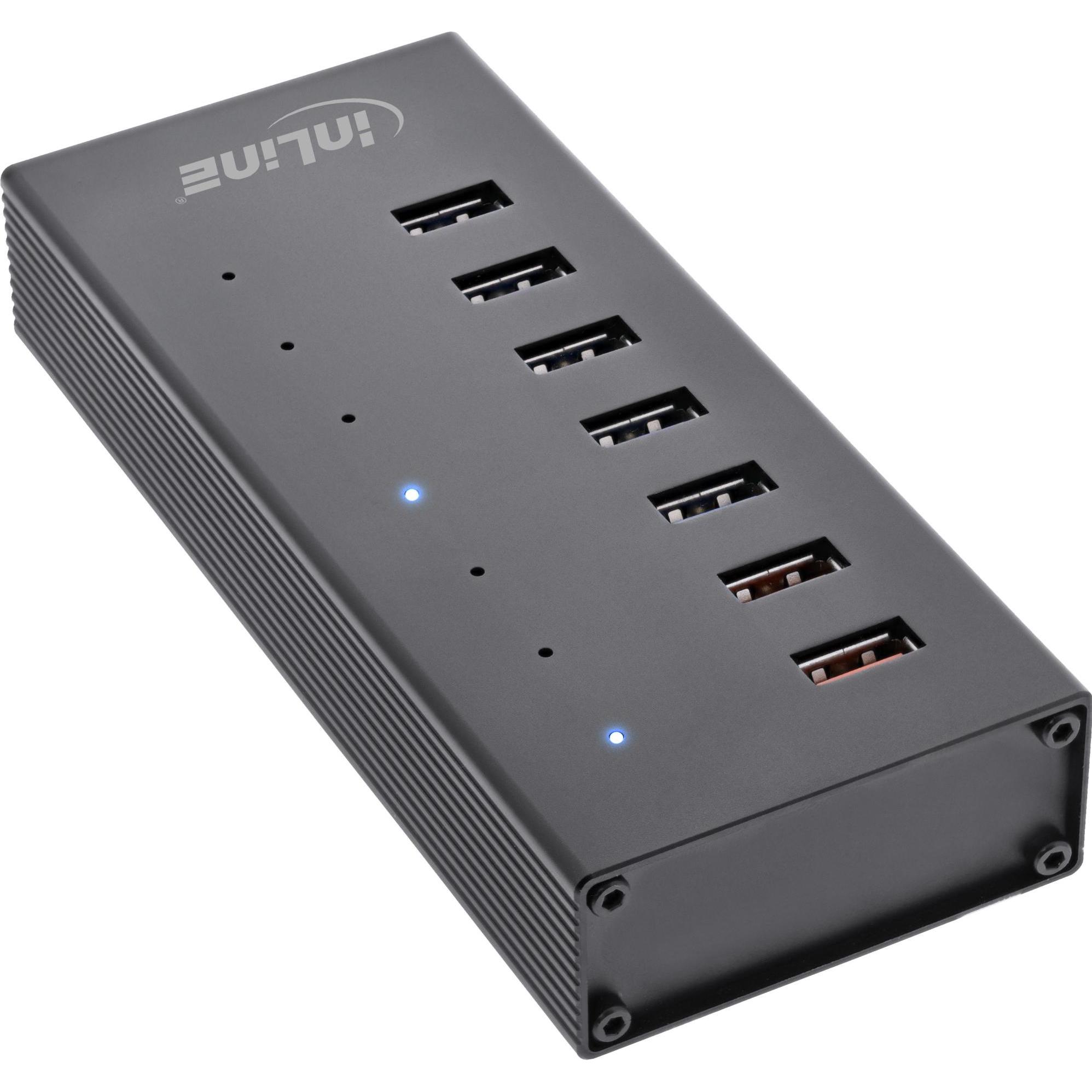 InLine USB 3.0 Hub 7 Port (USB-C, 7 Ports), Dockingstation + USB Hub, Schwarz