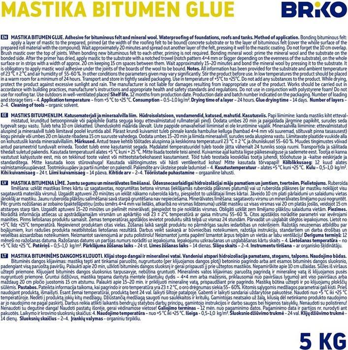 Immagine prodotto Briko Mastika Bitumen Glue 5kg (5 kg, Nero)