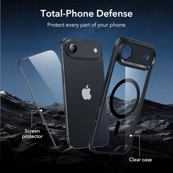 Actual product image ESR Classic Hybrid Magnetic Case (Camera Control), for iPhone 17 Air, Clear Black (Apple iPhone 17 Pro)