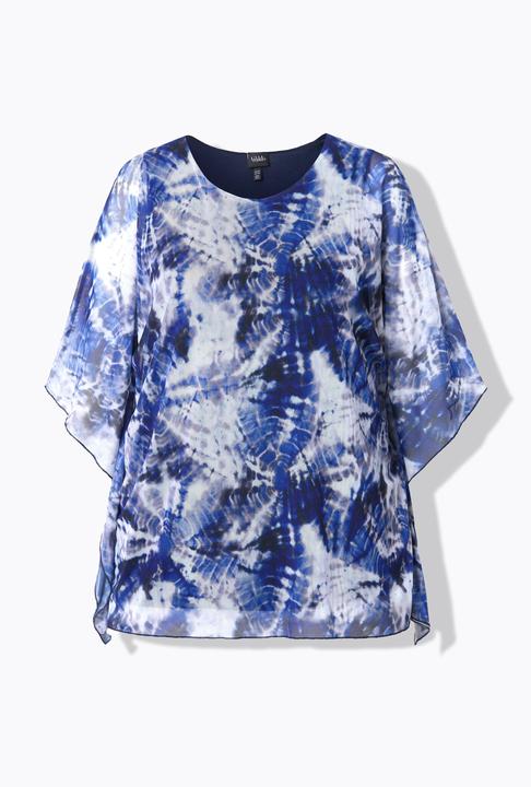 Actual product image Ulla Popken Draped Mesh Layered Blouse (50, 52)