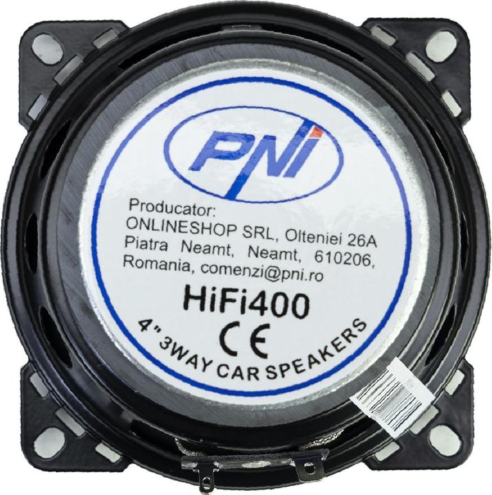 Productafbeelding PNI Coaxiale autoluidspreker HiFi400, 80 W, 4 Ohm, 10 cm, 3-weg, injectiekerndiameter 100 mm (10 cm)