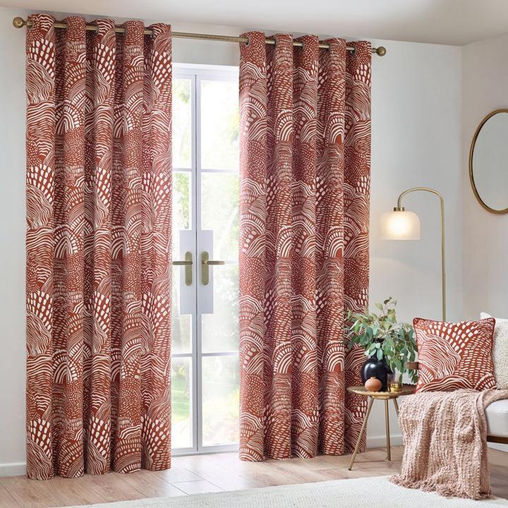 Actual product image Hoem Nola Abstract Eyelet Curtains (Pack of 2) (183 x 117 cm)