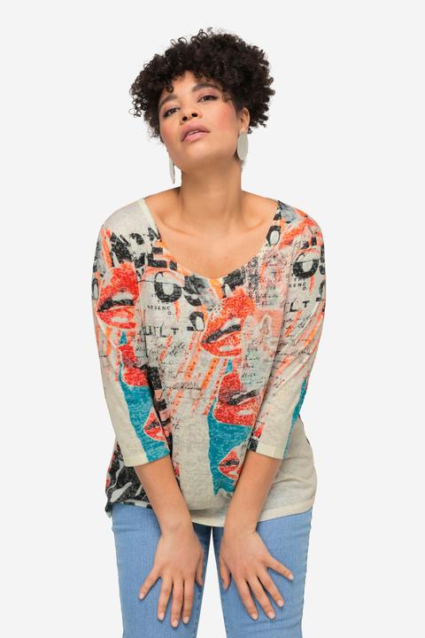 Image du produit Miamoda T-shirt à imprimé all-over, avec col rond et manches 3/4 (52)