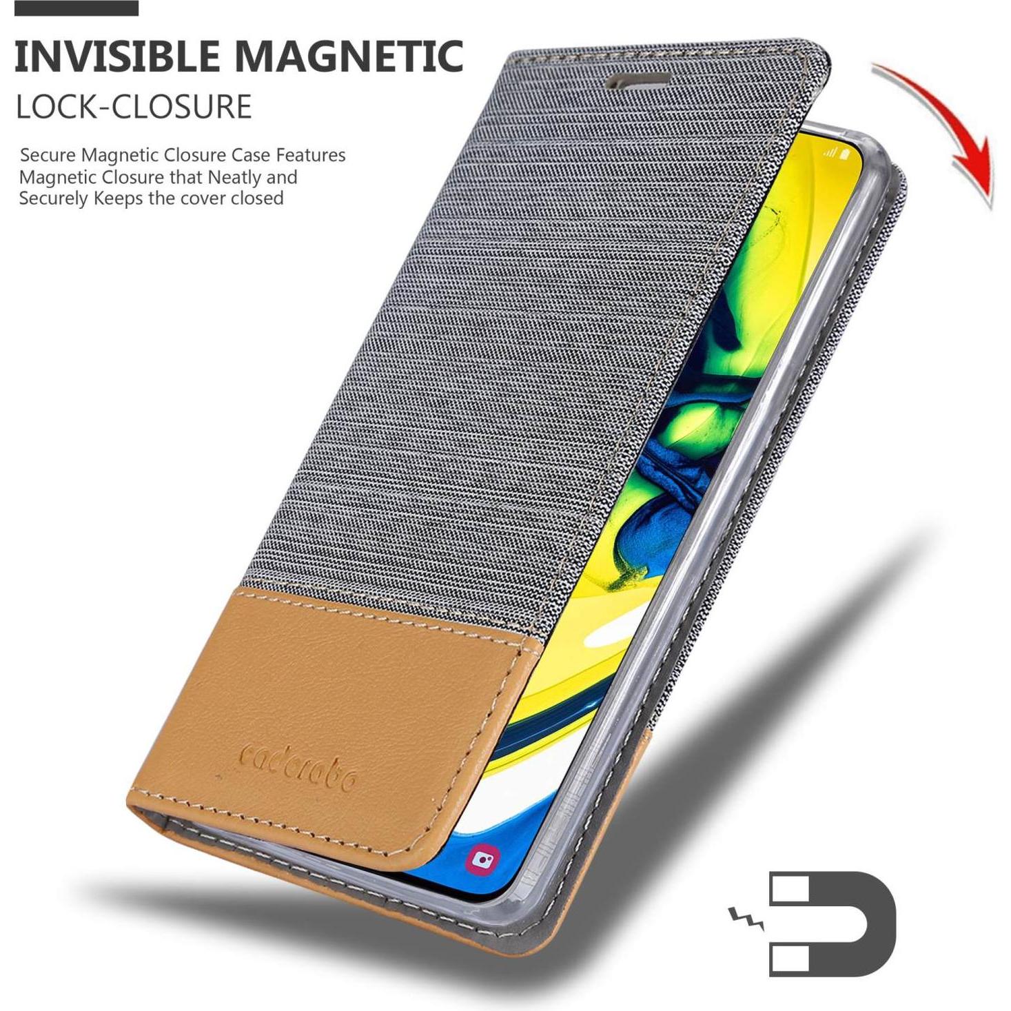 Thumbnail - Cadorabo Book Jeans Optik Hülle (Samsung Galaxy A80), Smartphone Hülle, Grau