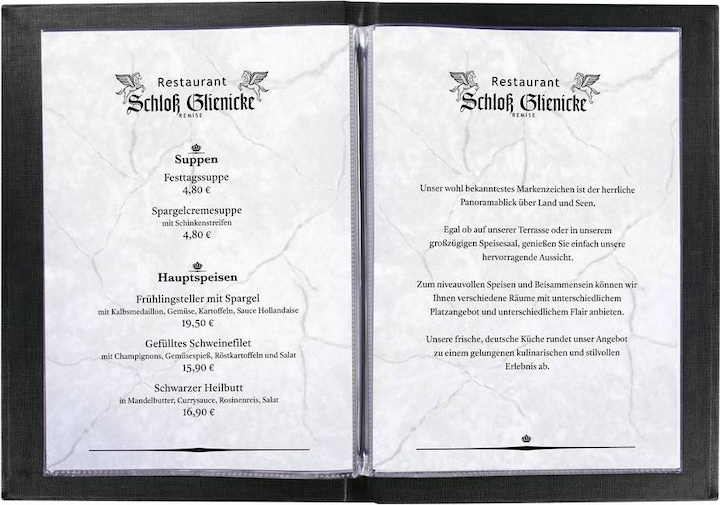Actual product image Sigel Menu Folder with elastic binding..., blind debossing: MENU, with 2 double transparent pockets for 8 (A4, 10 x)