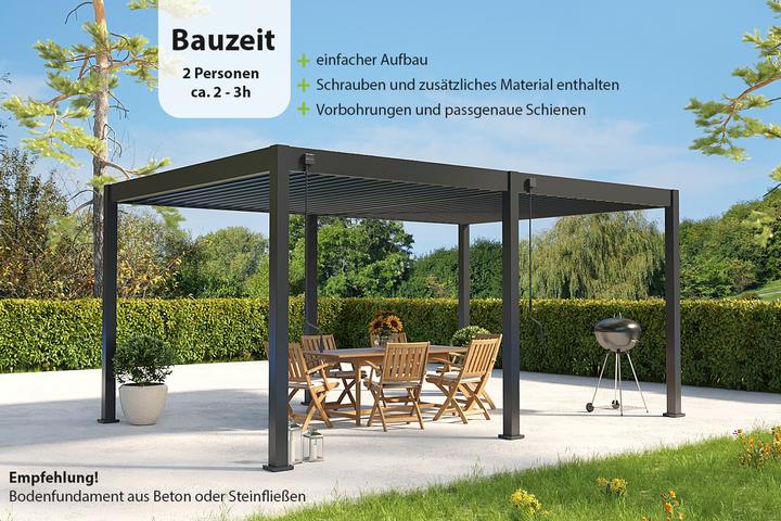 Produktbild Weide Pergola Deluxe Plus 3.6x5.3m anthrazit (360 cm, 530 cm)