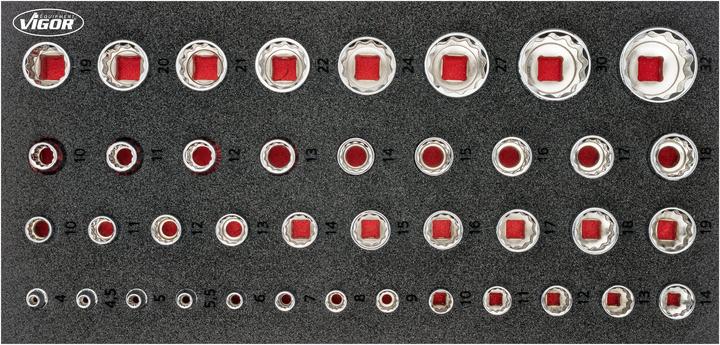 Produktbild Vigor Doppelsechskant-Steckschlüssel Satz ∙ V7520 ∙ Anzahl Werkzeuge: 42