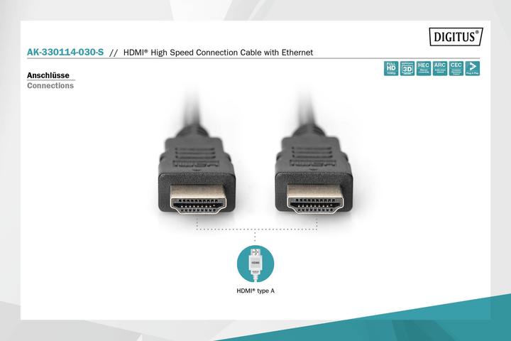 Immagine prodotto Digitus HDMI (Typ A) — HDMI (Typ A) (3 m, HDMI, 1.4)