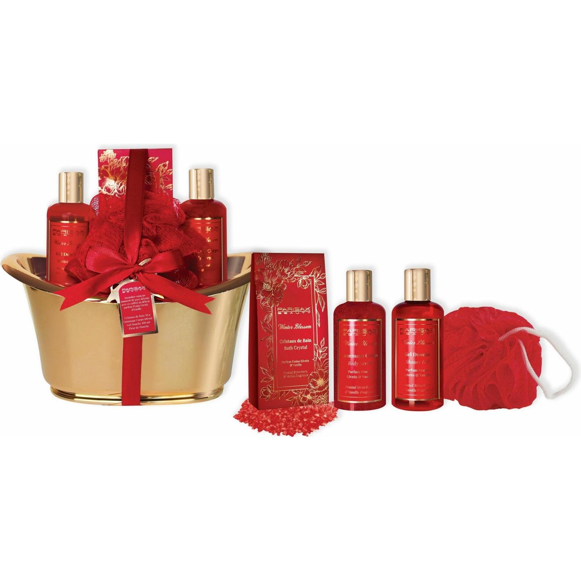 Parisax, Set regalo bellezza, Badegeschenkset in einer goldenen Tube Frozen Strawberries & Vanilla 5-tlg (Set per la cura del corpo)