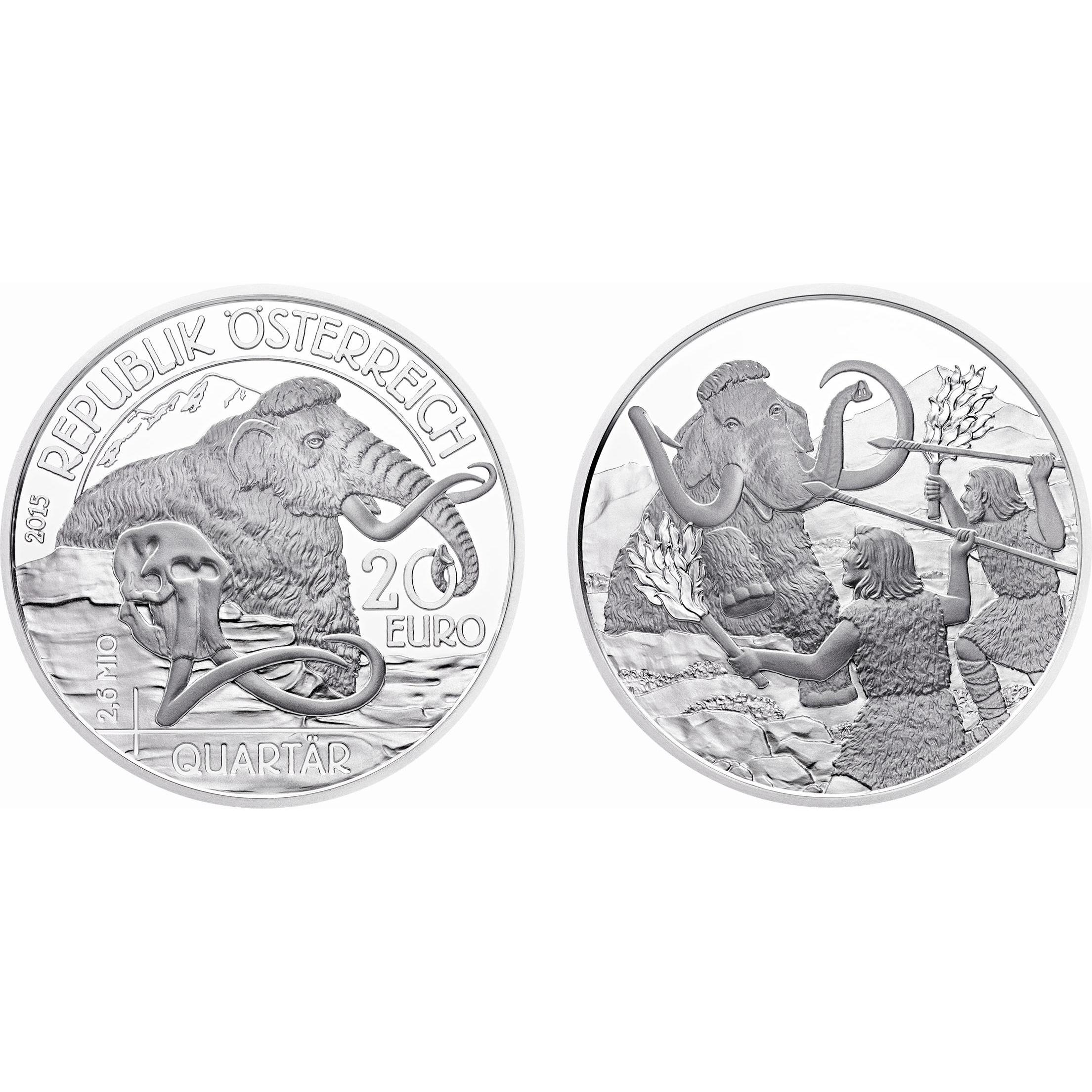 Münze Österreich, Münzen, Quartär - Leben auf der Erde, Silber, (0.90, 2015)
