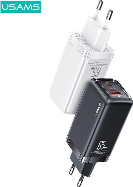 Actual product image Usams Ład. siec. 1xUSB-C+1xUSB T47 65W PD Fast Charging Super Si biały/white CC153TC02 (US-CC153) (65 W)