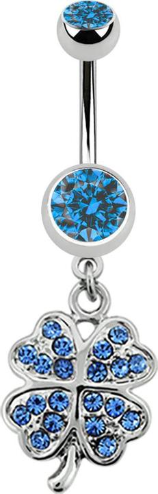 Immagine prodotto Star Piercing Banana in argento con ciondolo a forma di trifoglio azzurro (senza ottone, Acciaio chirurgico 316L)