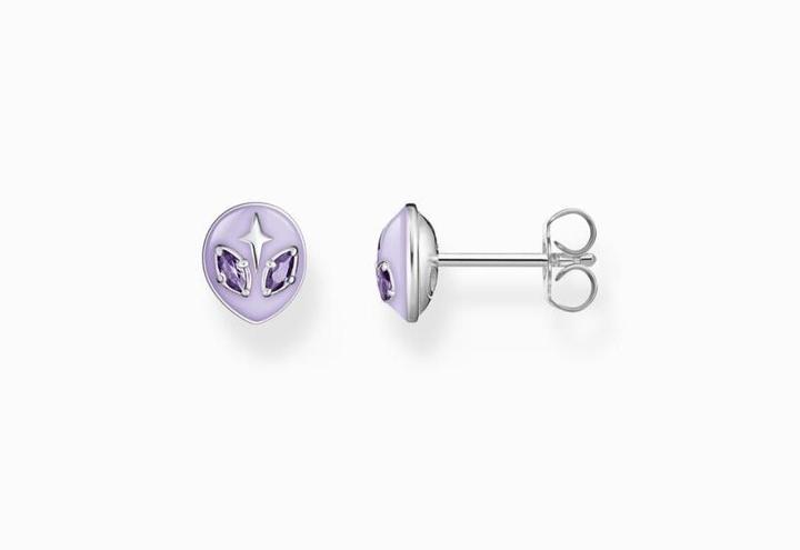 Produktbild Thomas Sabo Ohrstecker Alienkopf mit Kaltemaille und violetten Steinen Silber (Emaille, Silber)