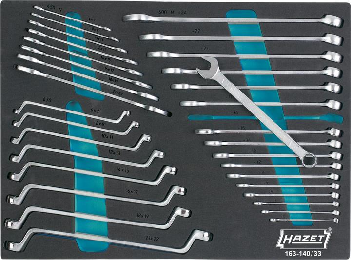 HAZET Wrench set 163-140/33 ∙ Outside 12-point profile, Outside 12-point traction profile, Outside …