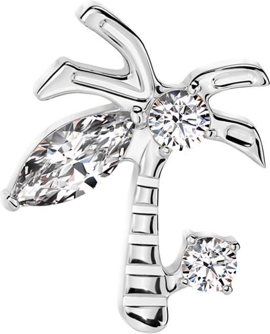 Immagine prodotto Star Piercing Threadless silber Palme Kristalle silber (senza ottone, Titanio)