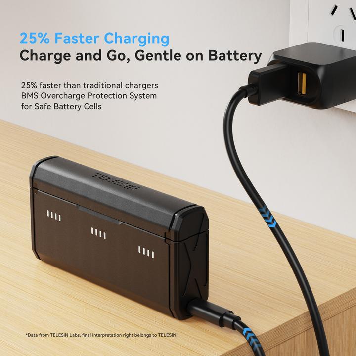 Immagine prodotto Telesin Pocket size 3-slot charger box and 2pcs Stamina battery kit 2.0 for GoPro Hero 13 Batteries