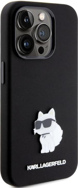 Produktbild Karl Lagerfeld KLHCP15LSMHCNPK iPhone 15 Pro 6.1" czarny/black Silicone Choupette Metal Pin (Apple iPhone 15 Pro)