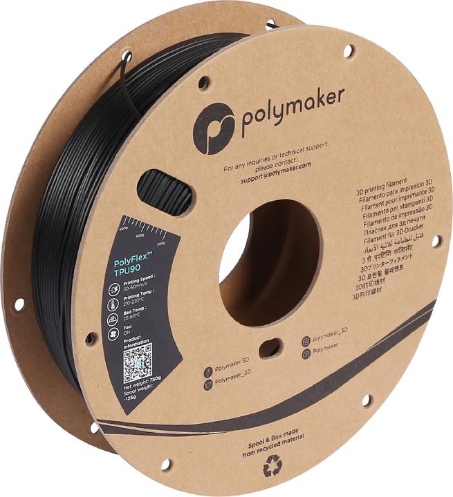 Actual product image Polymaker PolyFlex TPU-90A Black-1.75mm-750g (TPU, 1.75 mm, 750 g)