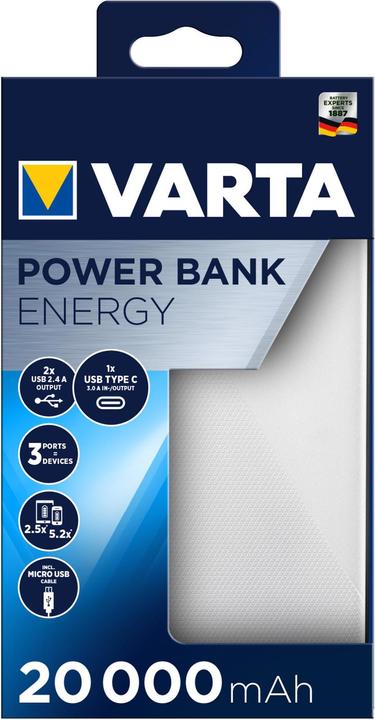 Productafbeelding Varta Energie 20000 (20000 mAh, 15 W, 74 Wh)